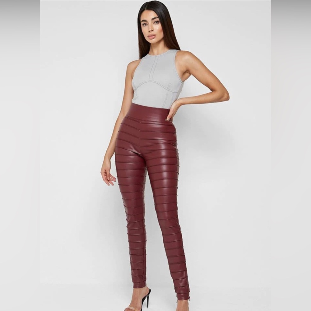 NWT red vegan leather leggings